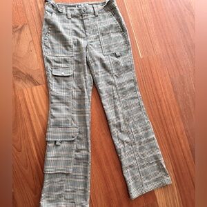 Urban Outfitters Women's Plaid Wide Leg Cargo Pants Brown Y2K